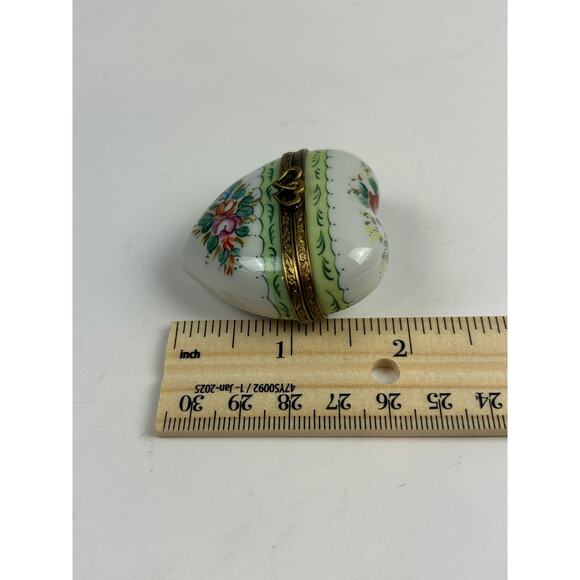 Rochard Limoges France Heart Trinket Box Hand Painted Floral Collectible - Picture 7 of 9